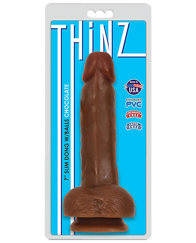 Curve Novelties Thinz 7 Slim Dong w/Balls - Chocolate